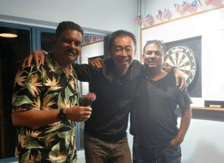 NPC darters face off for tournament spot NPC Malaysia darters (from left) L. Jairajoo, John Chen and Stephen Francis at the clubhouse after a recent darts session.