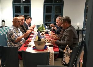 Ambassador of Ukraine to Malaysia visits NPC Representatives from the Ukraine Embassy and NPC sitting together over dinner.