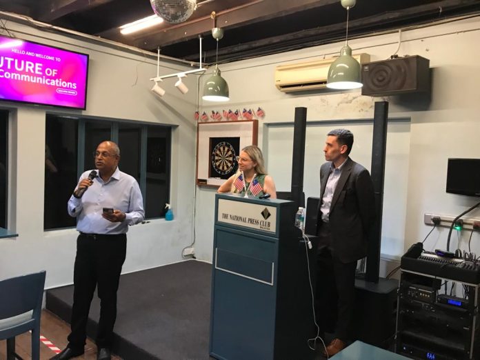 WE Communications NPC member V.Kanesan introducing Nichole Provatas, International Head of Integrated Marketing, and Brian Keenan, International Head of Insights & Analytics at the clubhouse on Dec 4, 2025.